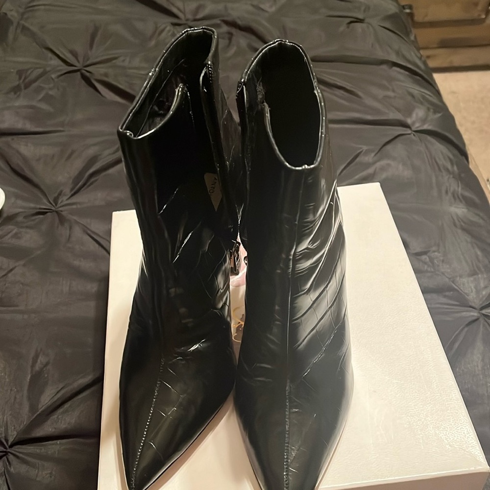 Croc print ankle boots